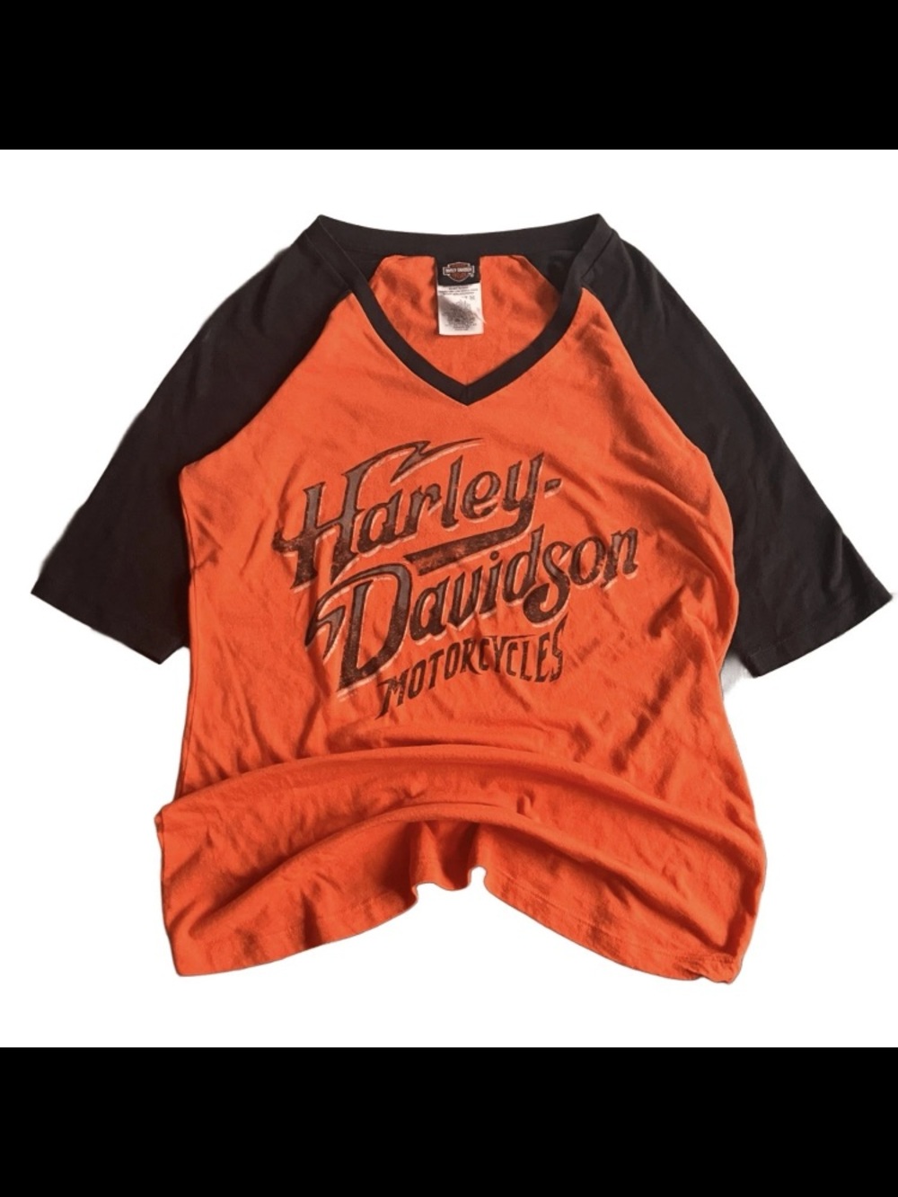 Harley Davidson Motorcycles Raglan Shirt Black Hills Rapid City SD Women Size S